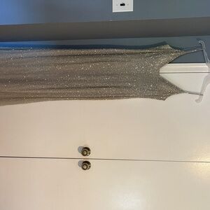 Sherri Hill Silver Glitter Wedding Dress